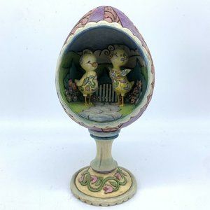 Jim Shore Heartwood Creek "Hatched Just in Time for Spring" Chicks in Egg 7.25"